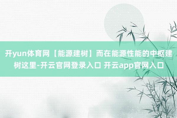 开yun体育网【能源建树】而在能源性能的中枢建树这里-开云官网登录入口 开云app官网入口