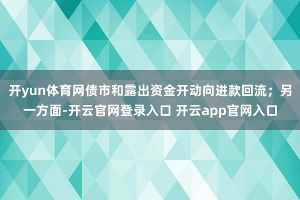开yun体育网债市和露出资金开动向进款回流；另一方面-开云官网登录入口 开云app官网入口