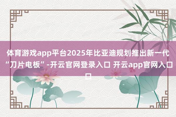 体育游戏app平台2025年比亚迪规划推出新一代“刀片电板”-开云官网登录入口 开云app官网入口