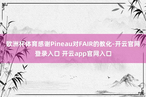欧洲杯体育感谢Pineau对FAIR的教化-开云官网登录入口 开云app官网入口