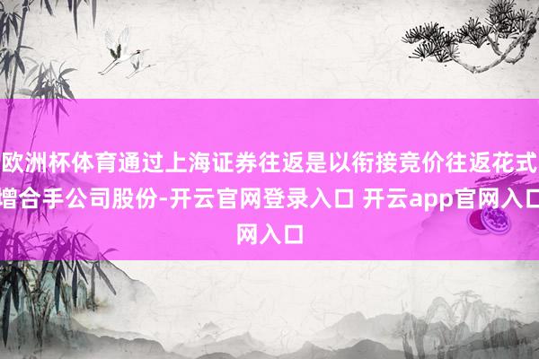 欧洲杯体育通过上海证券往返是以衔接竞价往返花式增合手公司股份-开云官网登录入口 开云app官网入口