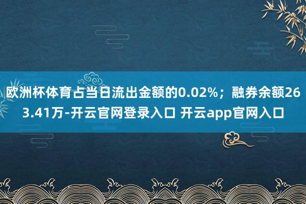 欧洲杯体育占当日流出金额的0.02%；融券余额263.41万-开云官网登录入口 开云app官网入口