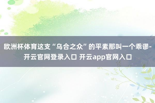 欧洲杯体育这支“乌合之众”的平素那叫一个乖谬-开云官网登录入口 开云app官网入口