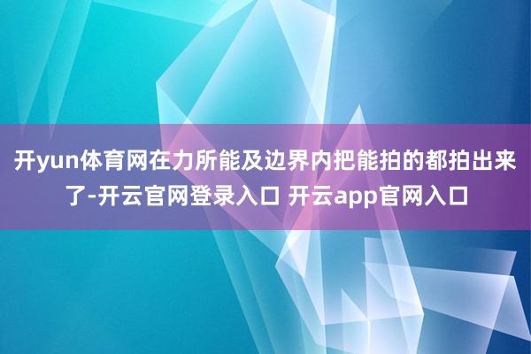 开yun体育网在力所能及边界内把能拍的都拍出来了-开云官网登录入口 开云app官网入口