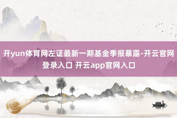 开yun体育网左证最新一期基金季报暴露-开云官网登录入口 开云app官网入口