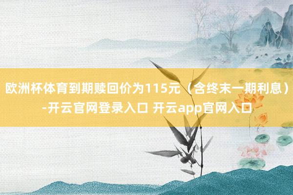 欧洲杯体育到期赎回价为115元（含终末一期利息）-开云官网登录入口 开云app官网入口