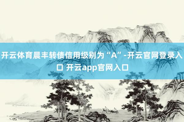 开云体育晨丰转债信用级别为“A”-开云官网登录入口 开云app官网入口