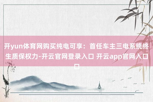 开yun体育网购买纯电可享：首任车主三电系统终生质保权力-开云官网登录入口 开云app官网入口