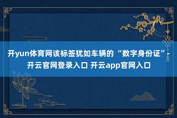 开yun体育网该标签犹如车辆的 “数字身份证”-开云官网登录入口 开云app官网入口