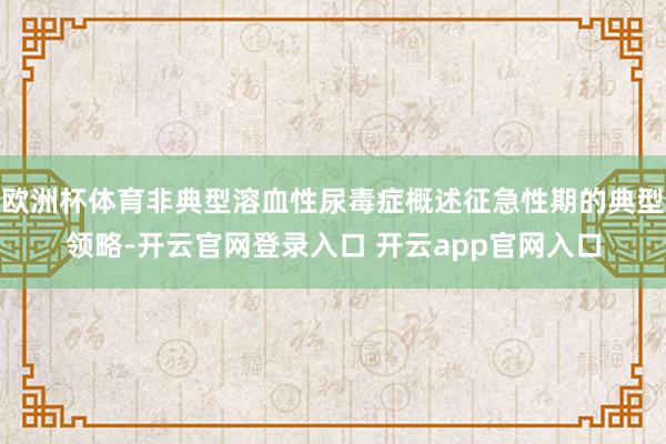 欧洲杯体育非典型溶血性尿毒症概述征急性期的典型领略-开云官网登录入口 开云app官网入口