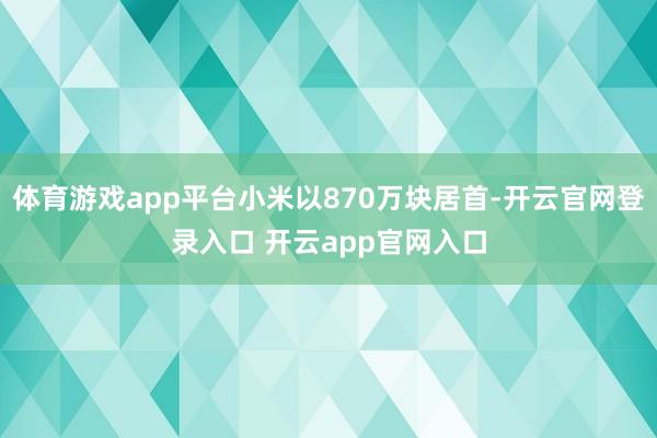 体育游戏app平台小米以870万块居首-开云官网登录入口 开云app官网入口
