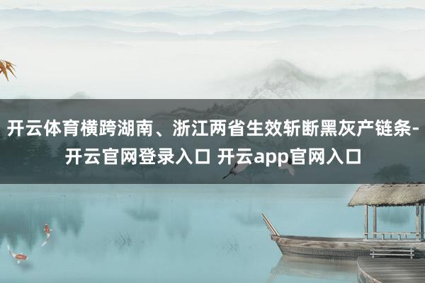 开云体育横跨湖南、浙江两省生效斩断黑灰产链条-开云官网登录入口 开云app官网入口