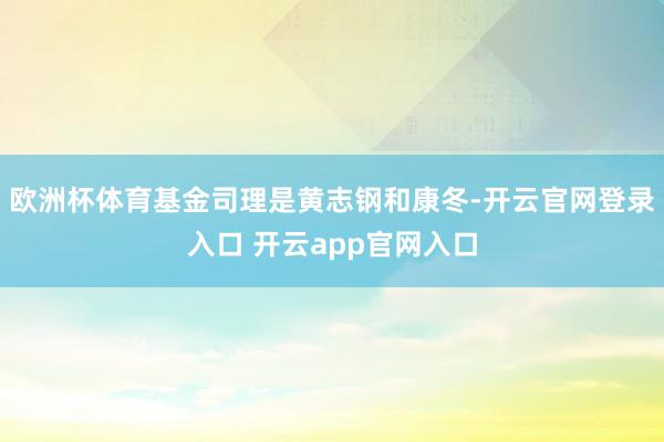 欧洲杯体育基金司理是黄志钢和康冬-开云官网登录入口 开云app官网入口