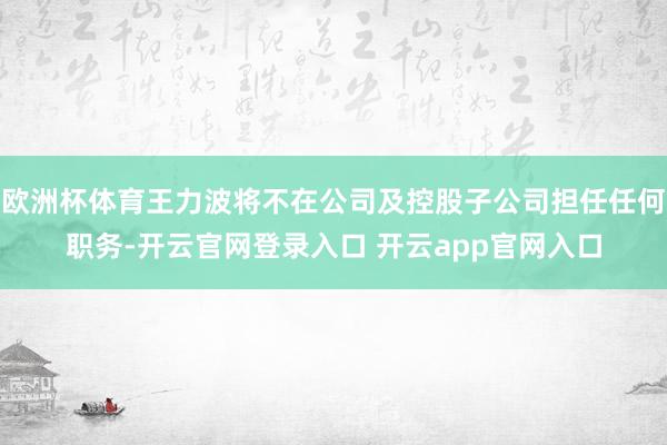 欧洲杯体育王力波将不在公司及控股子公司担任任何职务-开云官网登录入口 开云app官网入口