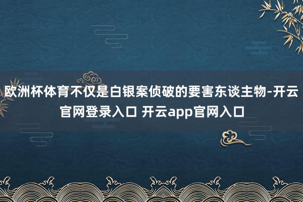 欧洲杯体育不仅是白银案侦破的要害东谈主物-开云官网登录入口 开云app官网入口