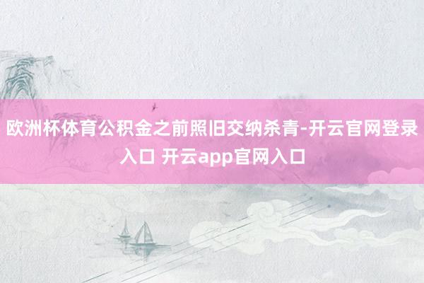 欧洲杯体育公积金之前照旧交纳杀青-开云官网登录入口 开云app官网入口