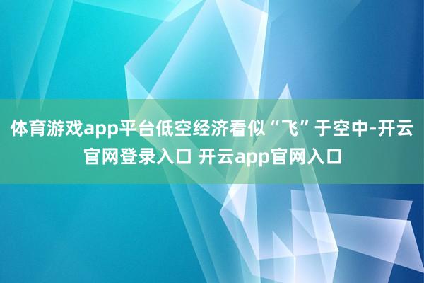 体育游戏app平台低空经济看似“飞”于空中-开云官网登录入口 开云app官网入口