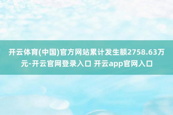 开云体育(中国)官方网站累计发生额2758.63万元-开云官网登录入口 开云app官网入口