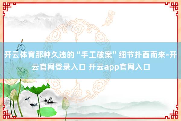 开云体育那种久违的“手工破案”细节扑面而来-开云官网登录入口 开云app官网入口