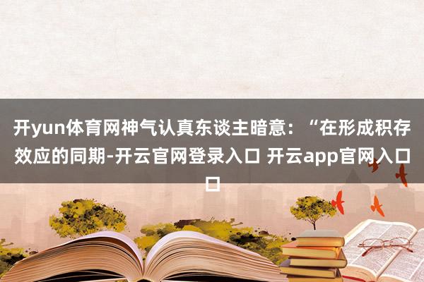 开yun体育网神气认真东谈主暗意：“在形成积存效应的同期-开云官网登录入口 开云app官网入口