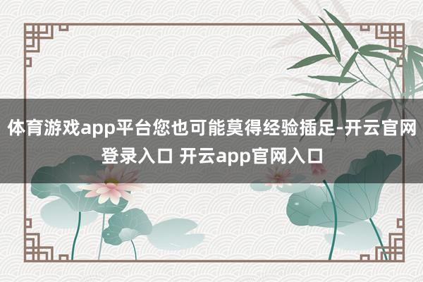 体育游戏app平台您也可能莫得经验插足-开云官网登录入口 开云app官网入口