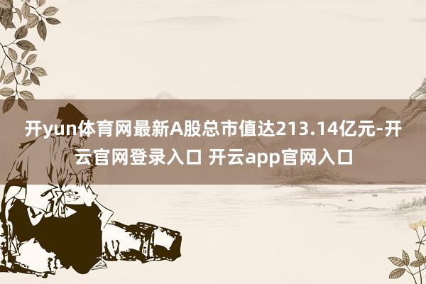 开yun体育网最新A股总市值达213.14亿元-开云官网登录入口 开云app官网入口